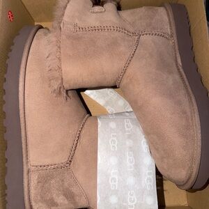 UGG Tan Boots with Satin Ribbon